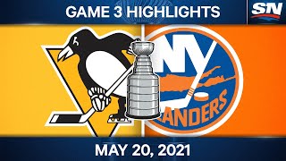 NHL Game Highlights  Penguins vs Islanders Game 3 – May 20 2021 [upl. by Elohcin]