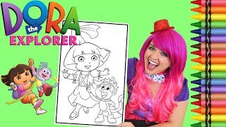 Coloring Dora The Explorer Princess GIANT Coloring Book Page Crayola Crayons  KiMMi THE CLOWN [upl. by Irrab286]