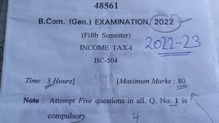 INCOME TAX QUESTION PAPER OF 202223Question paper of Income Tax of IMPORTANT QUESTION OF INCOMETAX [upl. by Adnoved]