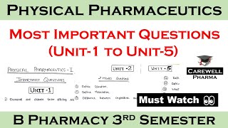 important question of physical pharmaceutics  B pharma 3rd sem  Carewell Pharma [upl. by Dira408]