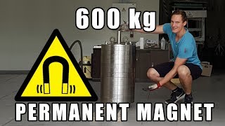 Massive 600 kg 1300 lbs Neodymium Magnet 4k [upl. by Kirad719]