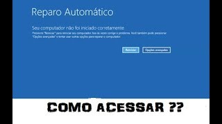 Como acessar REPARAÇÃO AUTOMATICA WINDOWS 10 [upl. by Pompei]