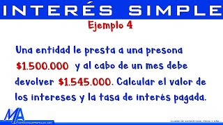 Interés simple  Ejemplo 4 [upl. by Cimah]