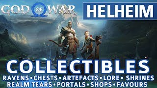 God of War  Helheim All Collectible Locations Ravens Chests Artefacts Shrines  100 [upl. by Putscher847]