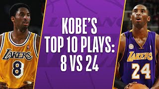 Kobe Bryants Top 10 Plays Of His Career 8 vs 24 [upl. by Aihsenad331]