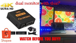 4K HDMI Splitter 1in2out Unbox  Review  Test for dual monitor [upl. by Clarine96]