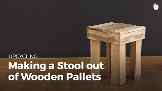 DIY Pallet Projects Wooden Stool  Upcycling [upl. by Atirb]