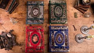 Binding 4 Leatherbound Tomes Air Earth Fire and Water [upl. by Araek]