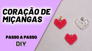 Pingente de Coração de Miçangas Passo a Passo DIY Beaded Heart Pendant [upl. by Chee]