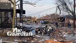 Footage shows aftermath of deadly overnight tornadoes in Nashville [upl. by Sierra298]