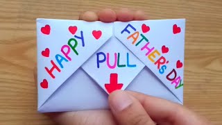 DIY  SURPRISE MESSAGE CARD FOR FATHERS DAY  Pull Tab Origami Envelope Card  Fathers Day Card [upl. by Ylicic482]