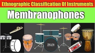 CLASSIFICATION OF MUSICAL INSTRUMENTS MEMBRANOPHONES [upl. by Olivie731]