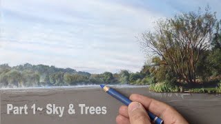 Pastel Painting Tutorial Landscape Painting with Pastels Easy Way Sky and Trees  Part 1 [upl. by Nileak726]