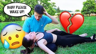 Passing Out While Working Out Prank On Boyfriend Cute Reaction [upl. by Etteve]