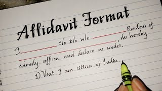 How to write an affidavit letter ll Affidavit Format ll MASTER HANDWRITING [upl. by Lhary773]