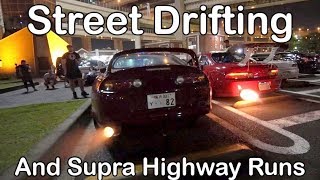 REAL Tokyo Street Scene  Drifting Highway Runs Cops S14 S15 R34 2JZ Supra Mazda RX7 AE86 [upl. by Aicyla]