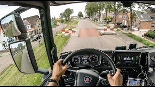 POV truck Driving Scania R450 narrow roads Yerseke Netherlands 🇳🇱 4k cockpit view [upl. by Einnaoj715]