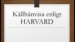 Källhänvisning enligt Harvard [upl. by Ateikan]