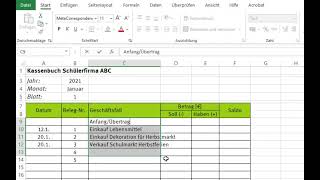 Buchhaltung ganz praktisch Kassenbuch Excel Grundlagen [upl. by Ylim]