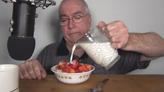 ASMR Eating Rice Krispies with Strawberries Breakfast [upl. by Alasdair]