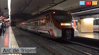 Rodalies Barcelona  Arc de Triomf R1  R3  R4  R12  Renfe 447  Civia [upl. by Guibert]