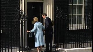 David Cameron welcomes Lady Thatcher to Downing Street [upl. by Nodlehs124]