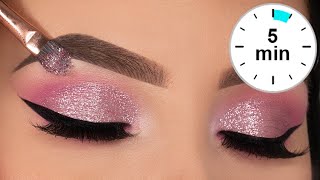 5 MINUTE Glitter Eye Makeup Tutorial  Prom Eye Makeup [upl. by Sahcnip]