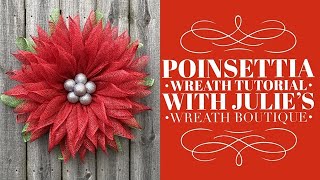 How to Make a Poinsettia Wreath  Poinsettia Flower  Christmas Wreath Tutorial [upl. by Hardman]