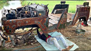 Restoration of the antique UAZ 469 car  Restore and repair of UAZ 469 bridge differential gearbox [upl. by Nagorb]