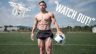 MUSCULAR FOOTBALLER VS DRONE  Tristyn Lee [upl. by Yelsek]