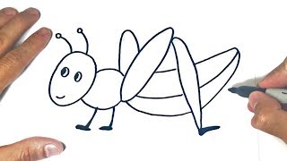 How to draw a Grasshopper for kids  Drawings Tutorials [upl. by Manaker]