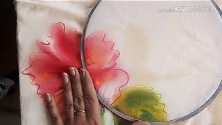 Fabric saree painting for beginnerseasy technique [upl. by Teplitz]