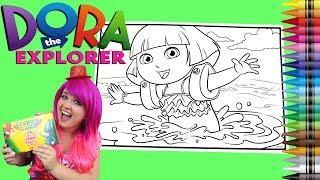 Coloring Dora the Explorer GIANT Coloring Book Page Crayola Crayons  KiMMi THE CLOWN [upl. by Princess]