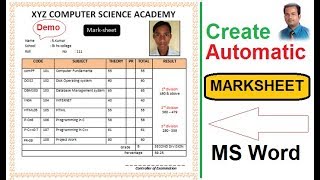 Automatic Marksheet creation in Ms word  using Excel [upl. by Nehr459]