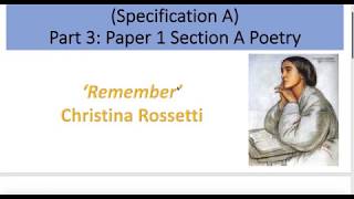 Analysis of Remember by Christina Rossetti [upl. by Aerb528]