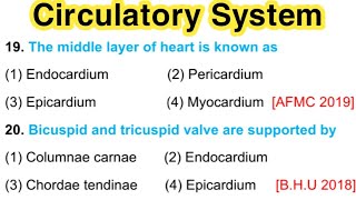 mcq on circulatory system  body fluid and circulation [upl. by Domela606]