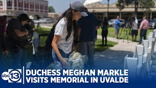 Duchess Meghan Markle visits memorial in Uvalde [upl. by Atinar]