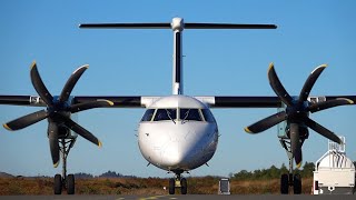 Widerøe Dash 8 Q400 Startup and landing at Stord Airport Oct 2020 [upl. by Ezalb]