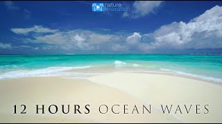 12 HOUR 4K Ocean Waves Video amp Sounds Perfect Beach Scene quotWhite Sand Blue Waterquot Fiji Islands [upl. by Einomrah]