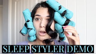 SLEEP STYLER DEMO  Heatless Overnight Curls [upl. by Anohs495]