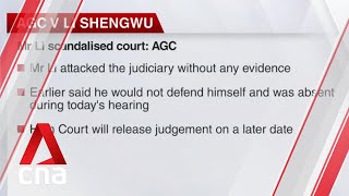 AGC seeks S15000 fine for Li Shengwu over contempt of court case [upl. by Tunnell]