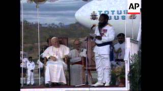 PAPUA NEW GUINEA PORT MORESBY POPE JOHN PAUL II ARRIVAL [upl. by Sirovat]