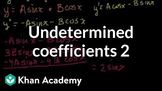 Undetermined coefficients 2  Second order differential equations  Khan Academy [upl. by Junia829]