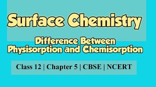 Difference between Physisorption and ChemisorptionClass12 ChemistryChapter 5 Surface Chemistry [upl. by Kowalski]