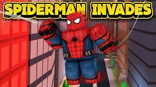 SPIDERMAN INVADES JAILBREAK ROBLOX Jailbreak [upl. by Kidd]