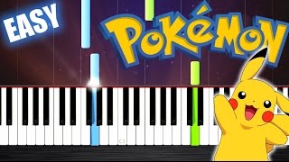 Pokemon Theme  EASY Piano Tutorial by PlutaX [upl. by Sneve]