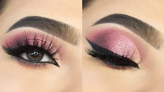 Soft Glitter Pink Cut Crease eye Makeup  How to CUT CREASE  Detail Eye Makeup Tutorial  Shilpa [upl. by Allehcim649]