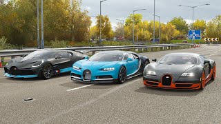 Forza Horizon 4 Drag race Bugatti Divo vs Chiron vs Veyron SS [upl. by Uda934]