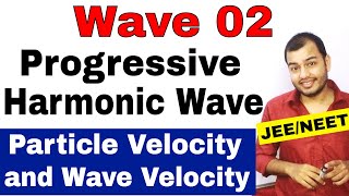 Waves 02  Plane Progressive Harmonic Wave Equation  Particle Velocity and Wave Velocity JEENEET [upl. by Ehudd]