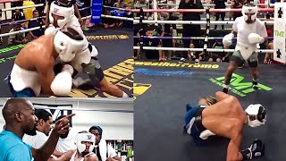 Gervonta Davis KNOCKDOWN a Welterweight Who tried to BULLY Tank in Sparring in Floyd Mayweather Gym [upl. by Shina]